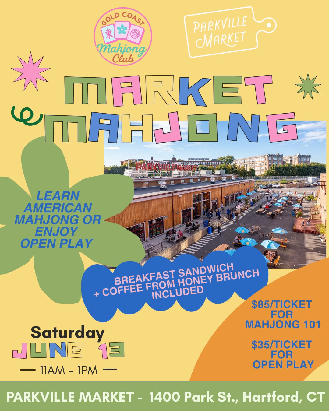 6/13/26: Mahjong 101 and Open Play Brunch at Parkville Market (Hartford)