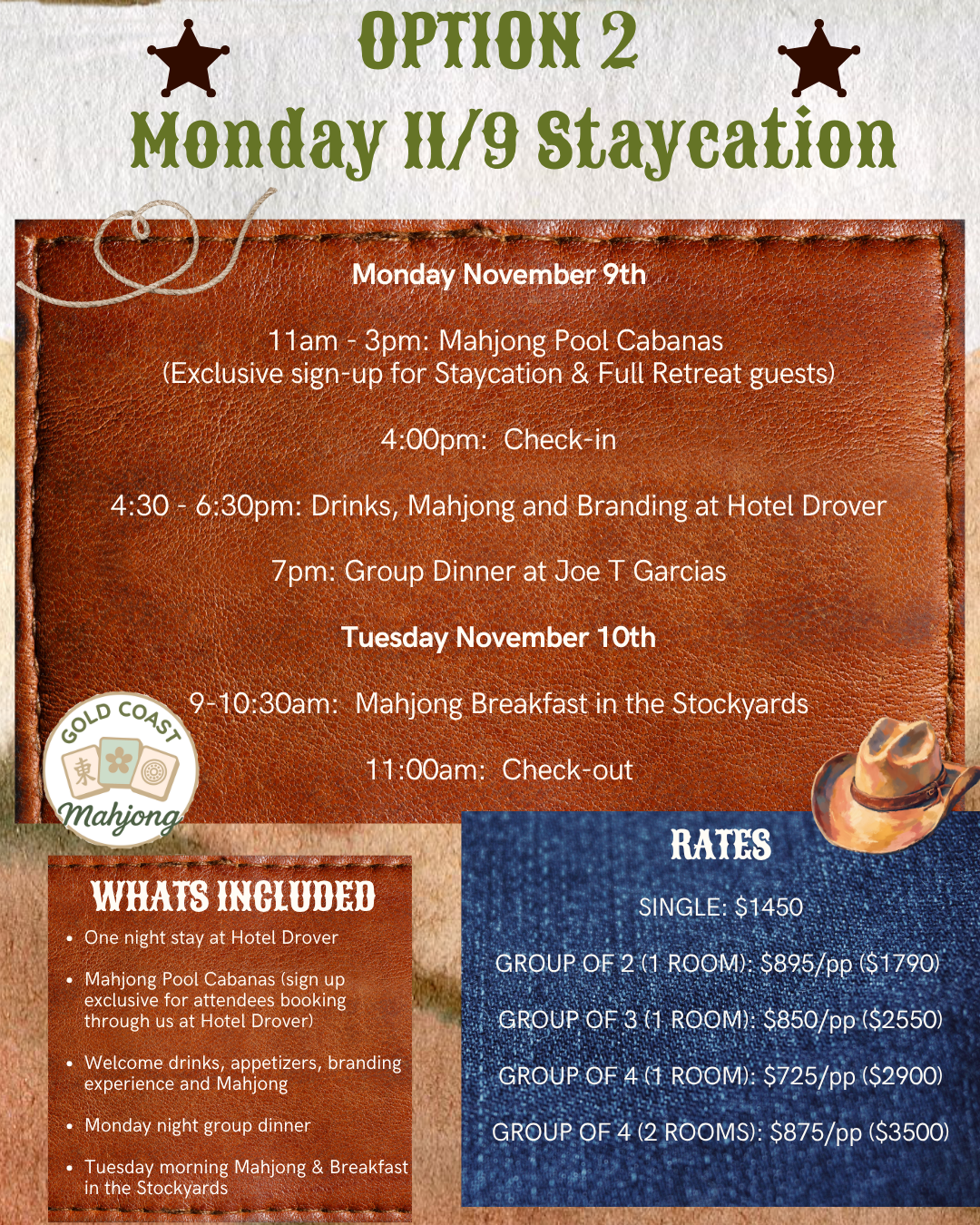 November 9-11 - Gold Coast Mahjong - Fort Worth, TX Mahjong Experience at Hotel Drover