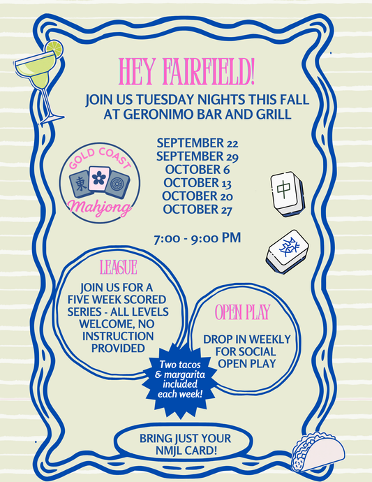 Fairfield - Geronimo Tuesday Mahjong Drop ins - Fall 2026