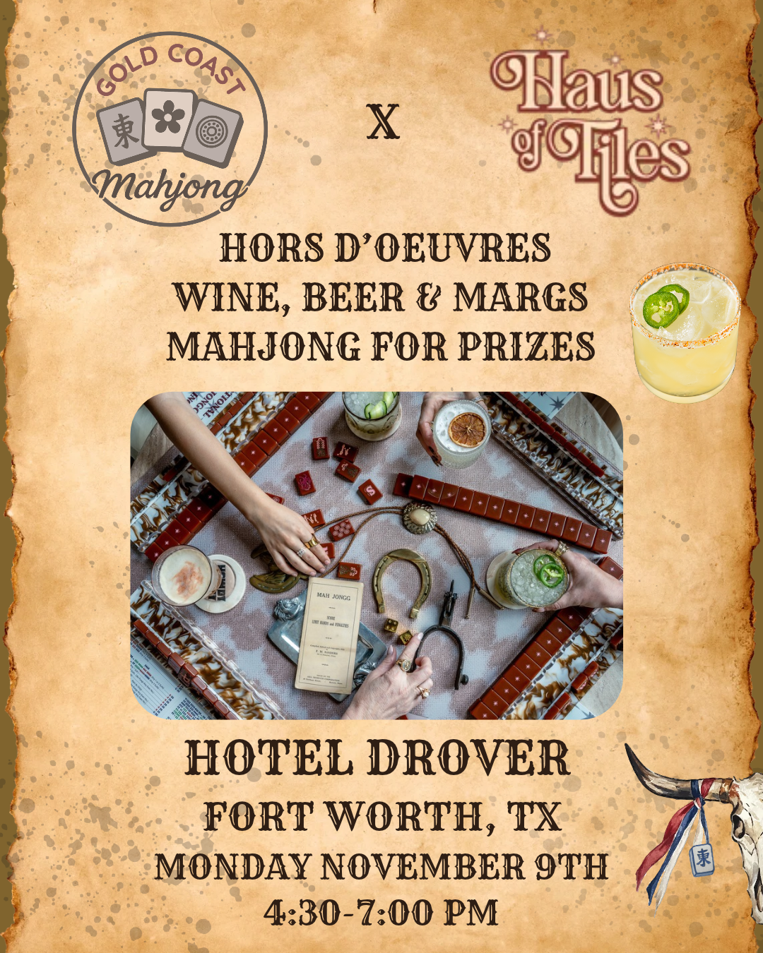 11/10/26 - Gold Coast Mahjong x Haus of Tiles Event at Hotel Drover
