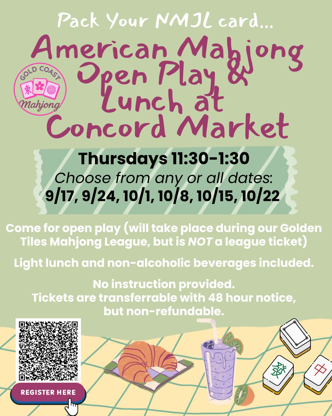 CONCORD Market Lunch and Mahong Drop ins - Fall 2026