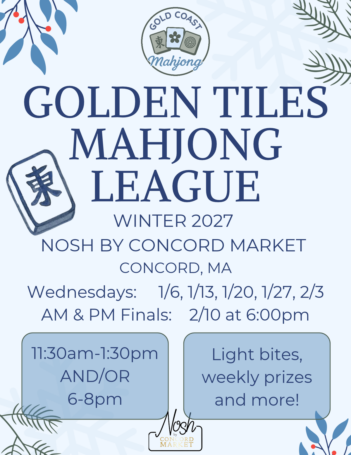 CONCORD Golden Tiles Mahjong League - WINTER 2027