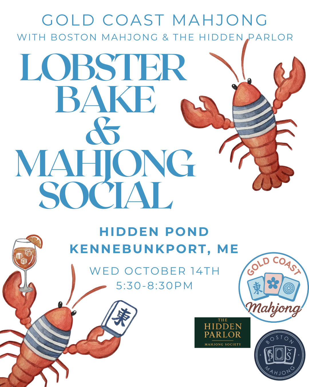 October 14th - Lobster Bake and Mahjong Social