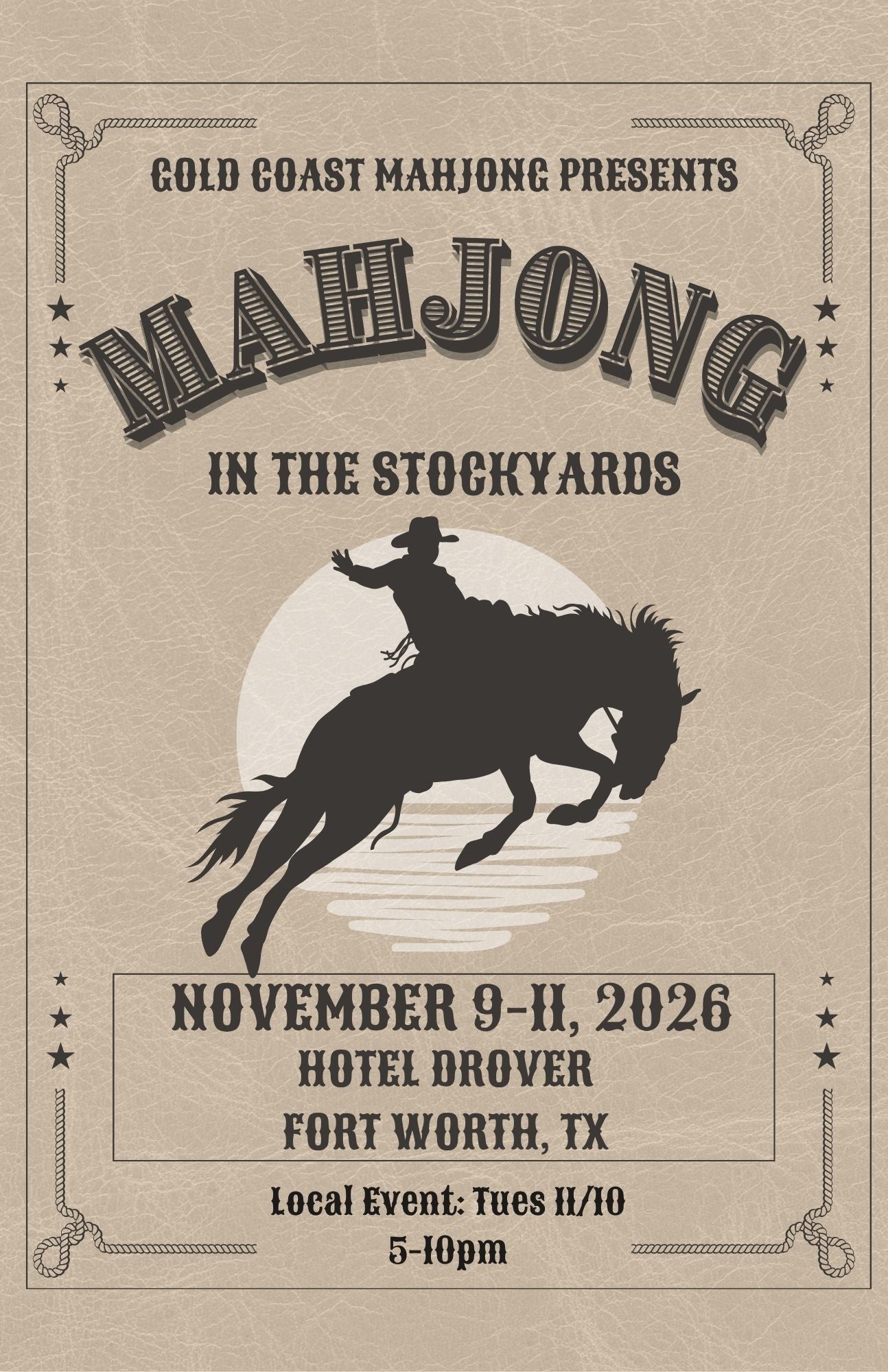 November 9-11 - Gold Coast Mahjong - Fort Worth, TX Mahjong Experience at Hotel Drover
